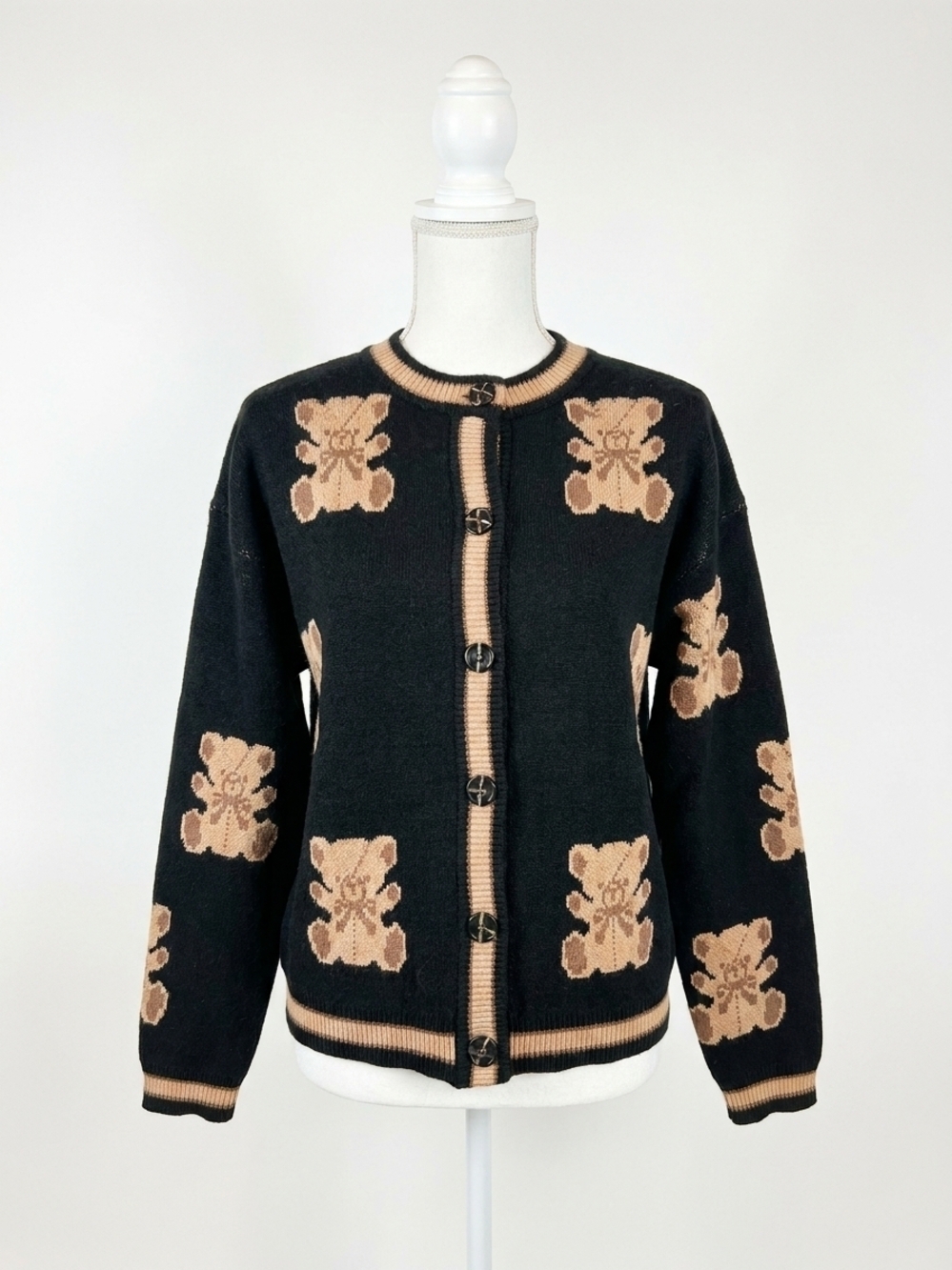 NEW THML harmony button front sweater in black & brown